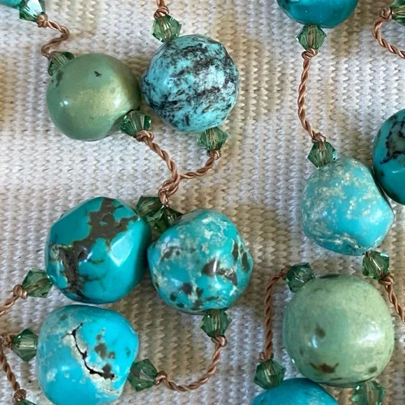 MARGO MORRISON TURQUOISE NECKLACE 36” HANDMADE